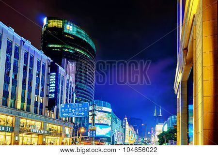 Shanghai, China - May 23, 2015:beautiful View Of Shanghai Street Nanjing Lu. Shanghai Street Nanjing