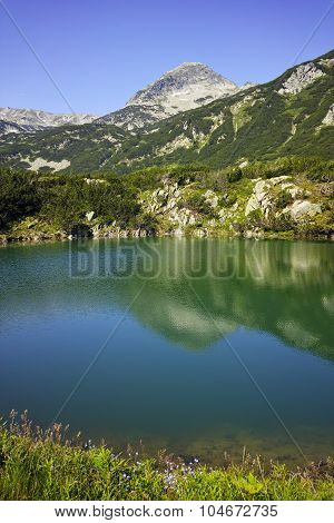 Reflection of Muratov peak in Okoto lake, Pirin Mountain