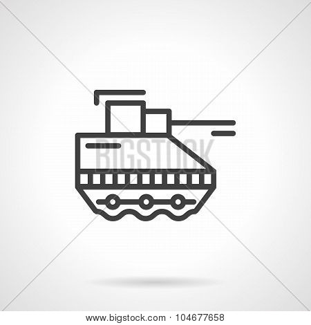 Military robot black line vector icon