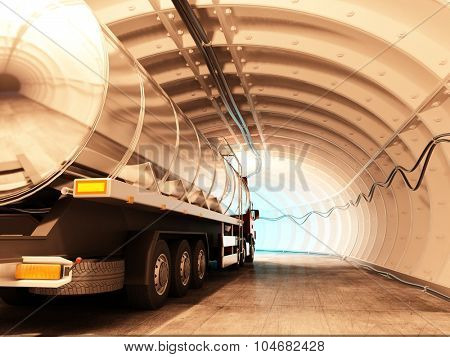 Truck driven by fuel on the road.