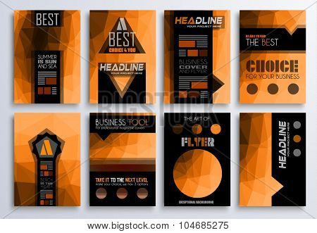 Set of Brochure, Flyers and layout templates for you projects. Ideal to use for brochures template, book cover, magazine fron page and generic printed material.