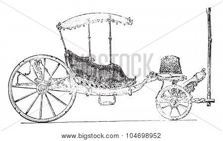 Carriage eighteenth century, vintage engraved illustration. Industrial encyclopedia E.-O. Lami - 1875.