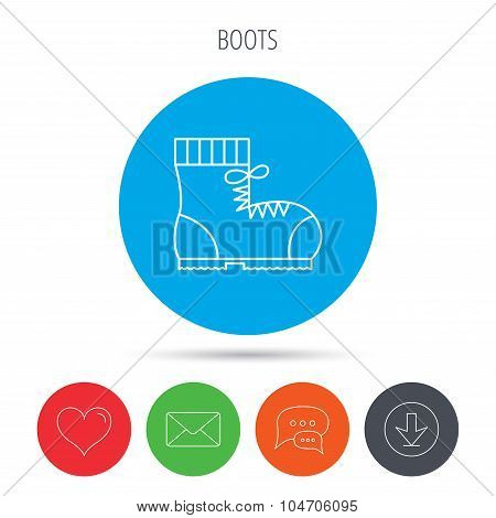 Boot icon. Hiking or work shoe sign.