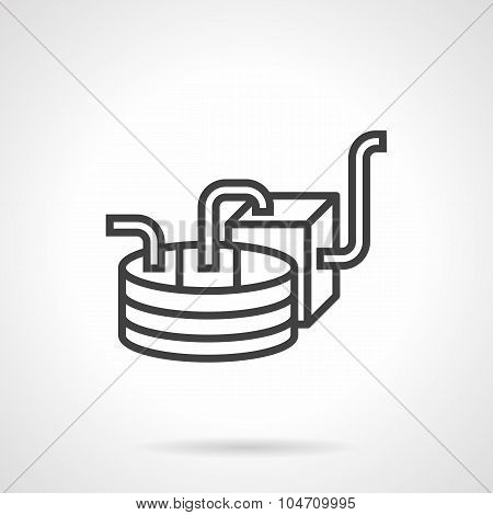 Wine production equipment black line vector icon