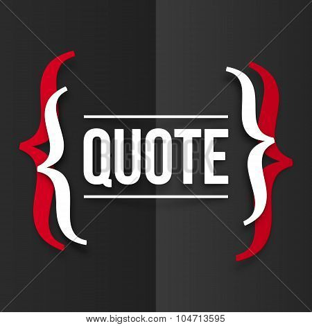 Red and white curly brackets with place for your text at black folded paper background