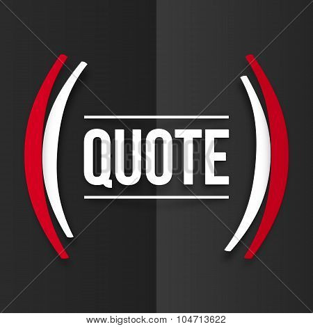 Red and white parentheses with place for your text at black folded paper background