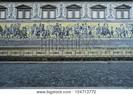 Fuerstenzug (Procession of Princes) is a giant mural in the old town of Dresden, Germany
