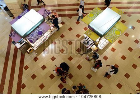 KUALA LUMPUR, MALAYSIA - APRIL 23, 2014: Suria KLCC shopping mall in Petronas Twin Towers. Suria KLCC is one of the largest shopping malls in Malaysia