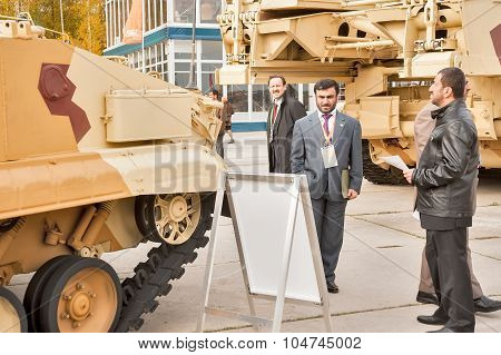 Foreign delegation studies tank T-72. Russia