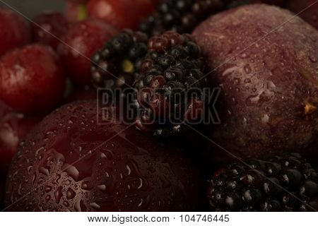 Close Up Of Dark Red Fruit
