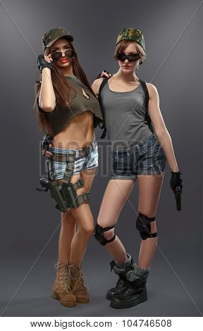 Two Super Sexy Girl Up Arms.