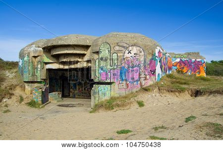 Adandoned German Atlantic Wall Bunker (battery Arros) In Aquitane (france)