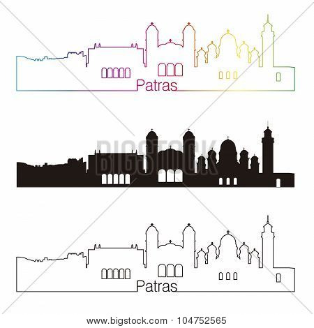 Patras Skyline Linear Style With Rainbow