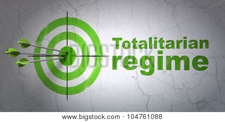 Political concept: target and Totalitarian Regime on wall background
