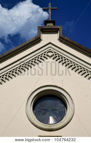 Abbiate Cross Church Varese Italy The Old Rose Window    Sunny Day