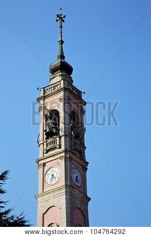 In Gorla     Italy   The   Wall  And Church Tower Bell Sunny Day