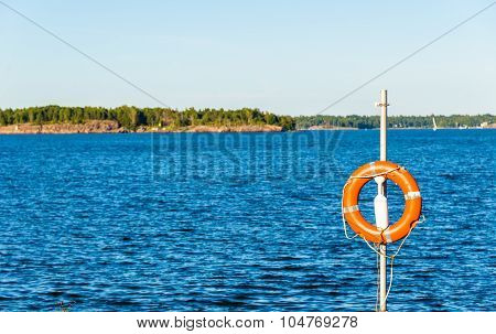 Life Ring On Susisaari Island In Helsinki - Finland
