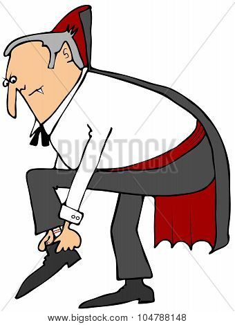 Vampire putting on his shoes
