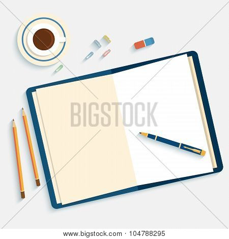 Flat design mockup per office workspace