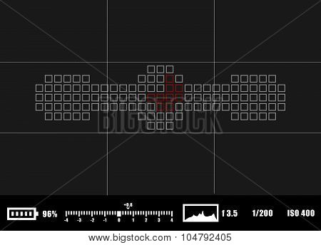 Camera viewfinder rec background. Camera focusing screen.