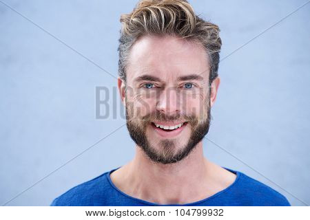 Close Up Portrait Man With Beard Smiling