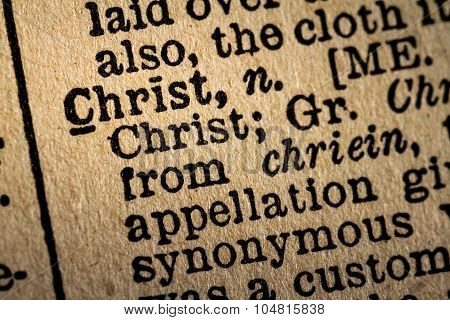 Close-up Of The Word Christ And Its Definition