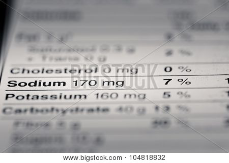 Shallow Depth Of Field Image Of Nutrition Facts