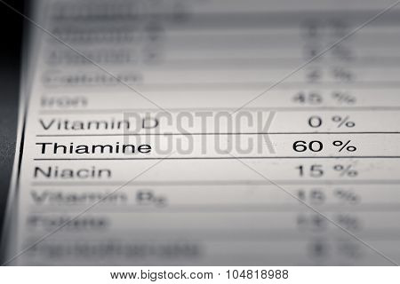 Shallow Depth Of Field Image Of Nutrition Facts