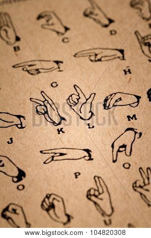 Close-up Of An Opened Dictionary Showing The Sign Language
