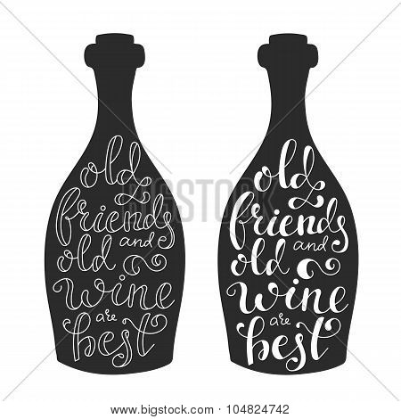 Wine Quote On Wine Bottle Silhoette