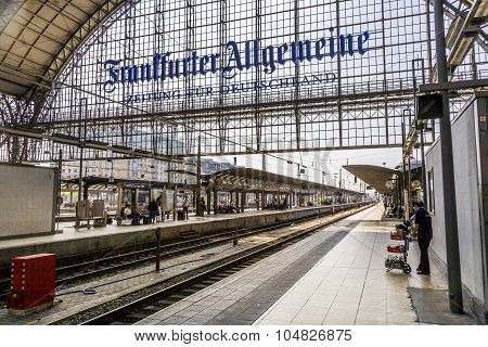 People Arriving Or Departing At The Frankfurt  Train Station
