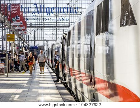 People Arriving Or Departing At The Frankfurt  Train Station