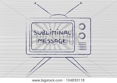 Subliminal Message, Tv Screen With Emphatic Ads