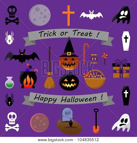 Collection of Halloween icons - stock vector illustration