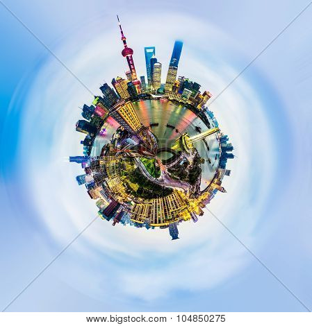 Overpopulated Urban Planet Covered In City Buildings