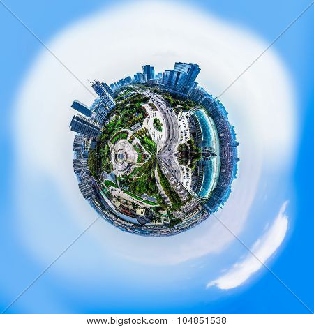 Overpopulated Urban Planet Covered In City Buildings