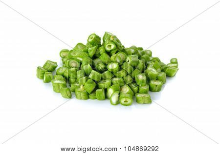Sliced Yard Long Beans On White Background