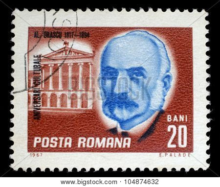 ROMANIA - CIRCA 1967: a stamp printed in Romania shows Alexandru Hristea Orascu (1817 - 1894) Romanian architect, circa 1967.