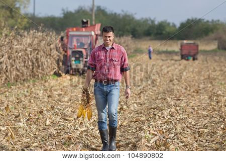 Farmer On Corn Field