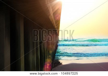 Pier Or Walkway Leading Into Ocean