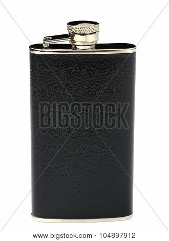 Metal flask on a white background