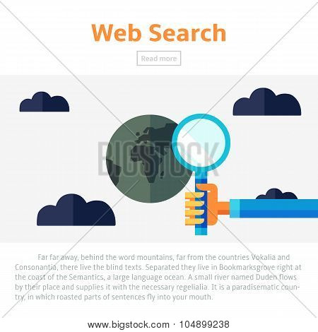 Web Search Vector Illustration, Flat Infographic Template. Protection Against Data Theft.