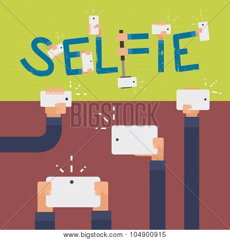 Selfie Vector Illustration In Flat Minimal Style