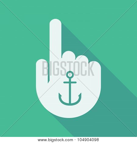 Long Shadow Pointing Finger Hand With An Anchor