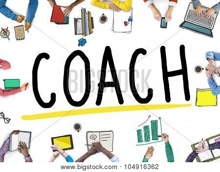 Coach Coaching Guide Instructor Leader Manager Tutor Concept
