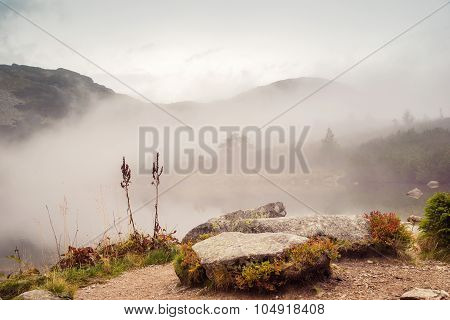 lake in the fog at Tatras
