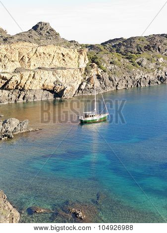 Boats On Mediterranean Bay. Spain