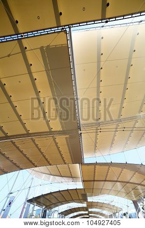 Milan, Italy - 8Th September, 2015. Expo Milan 2015. Cover With Fabrics And Steel Poles