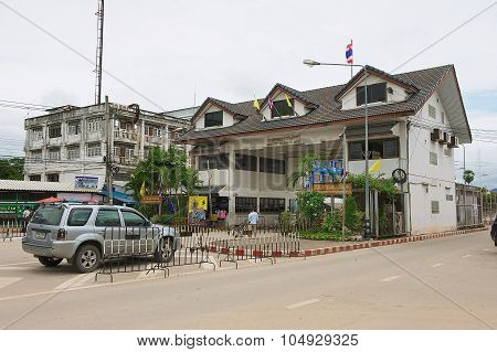 Exterior of the Thai-Myanmar border terminal in Mae Sot, Thailand.