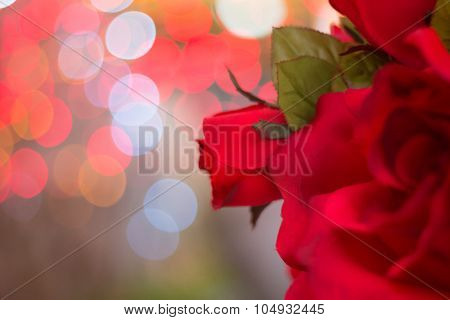 Beautiful Dry Red Rose On Bubble With Blur Bokeh Background